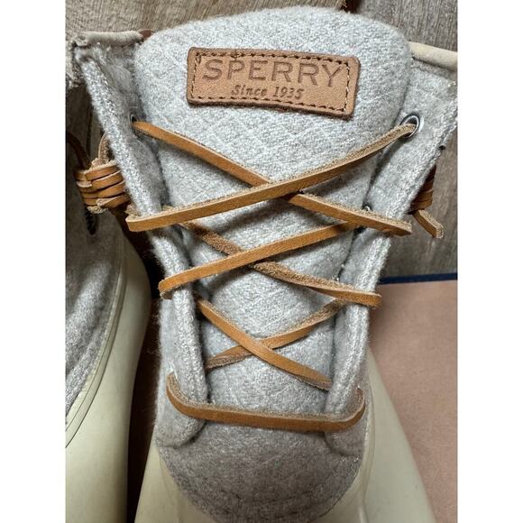 Sperry Duck Boots Waterproof Women's Size 9 White Wool Embossed Thinsulate Snow - Picture 3 of 12